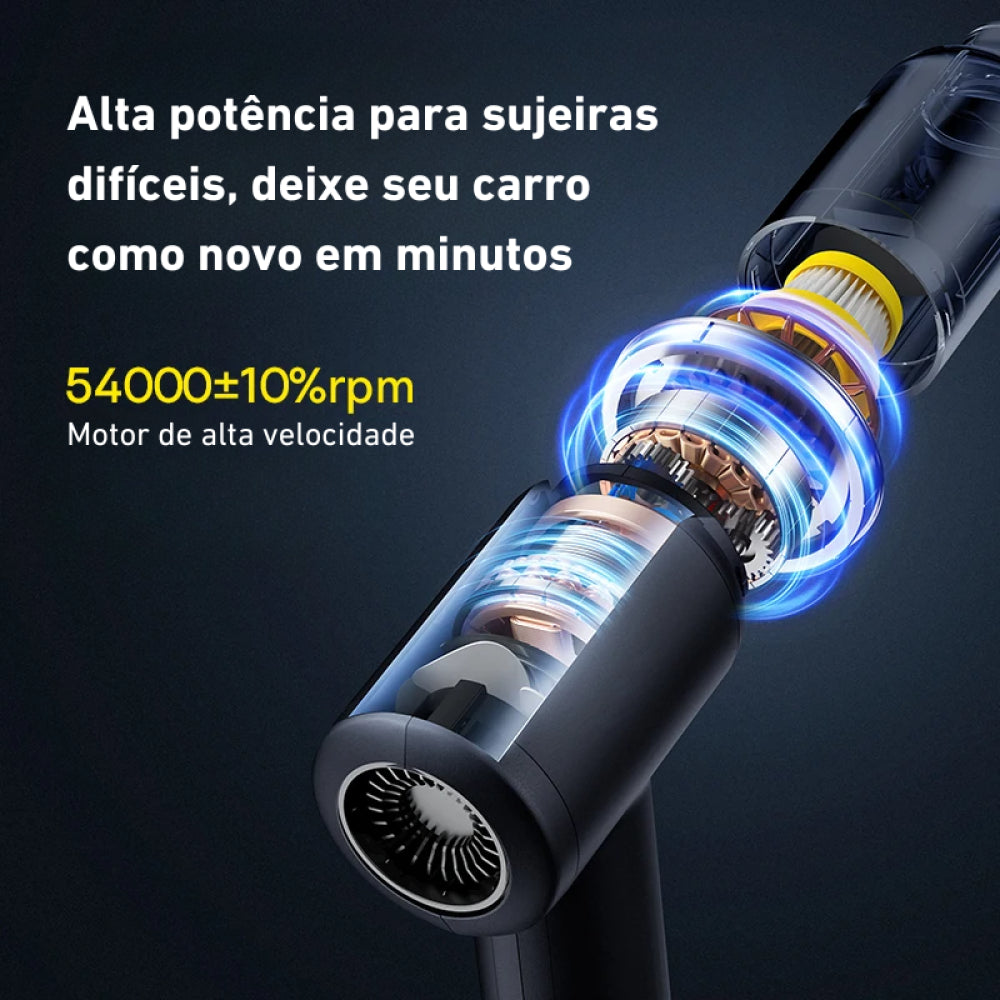 Aspirador e Soprador Portátil Baseus - 4 em 1, 5000Pa, Sem Fio, Alta Potência