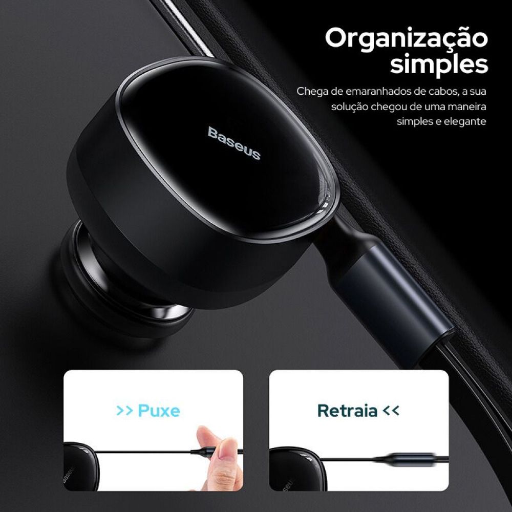 Carregador Veicular Retrátil FastFlex Duo Potência e Organização no Seu Carro